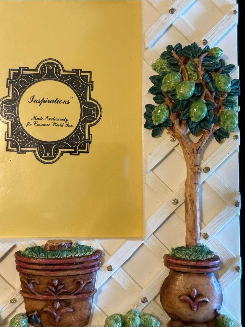 VTG Ceramic World Inc Lemon Topiary Trellis Picture Frame 4x6 Cottagecore